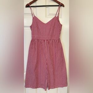 The Vintage Shop Red White Gingham Tie Back pin up style Jumpsuit Size Medium
